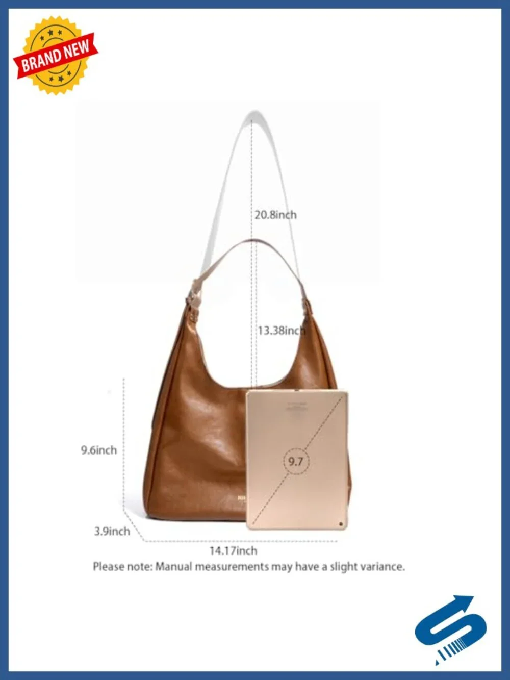 Large Slouchy Hobo Bag Vegan Leather Crossbody Adjustable Strap
